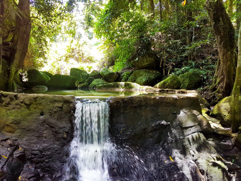 Small waterfall in Secret Buddha garden